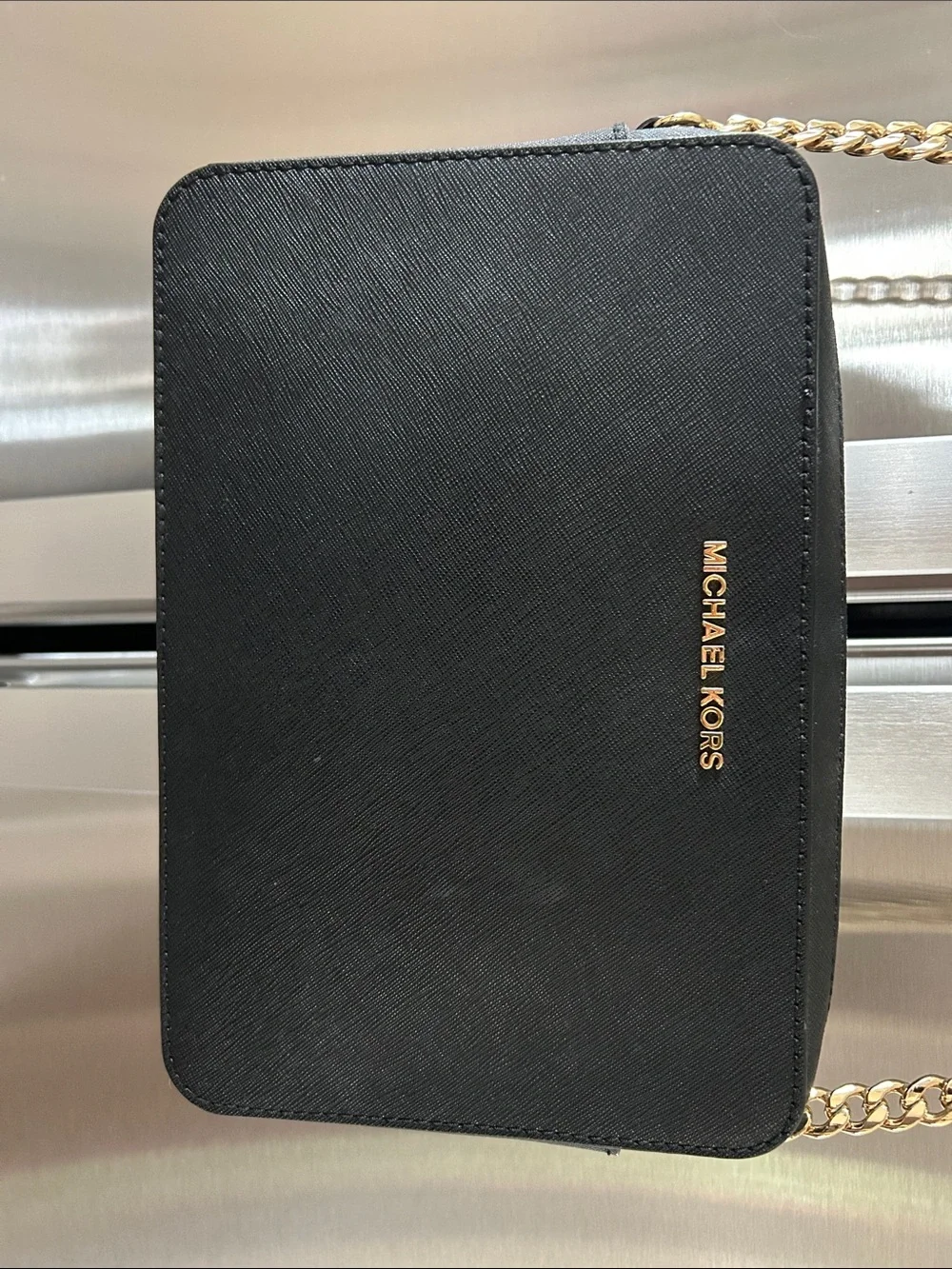 Michael Kors Black Crossbody with Gold Chain Strap